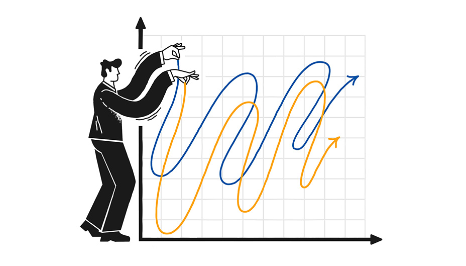 Illustration of someone moving the lines of a chart
